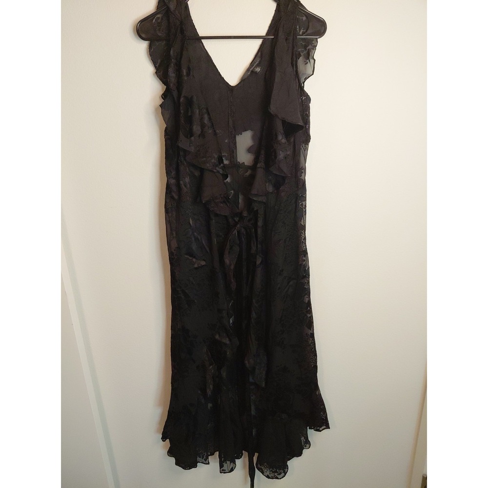 WHITE HOUSE BLACK MARKET Burnout Wrap MidiDress Sz 0  Cover Up RobeBoho Romantic